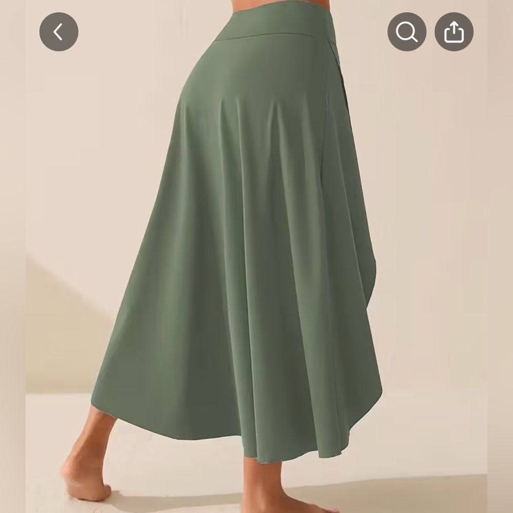 TEMU Plus Size Green Ankle Length Stretchy Skirt with Built in Shorts - Picture 5 of 10
